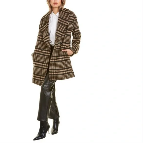 NWOT Anthropologie Avec Les Filles Houndstooth Plaid Wool Blend Coat Jacket M - Picture 6 of 15